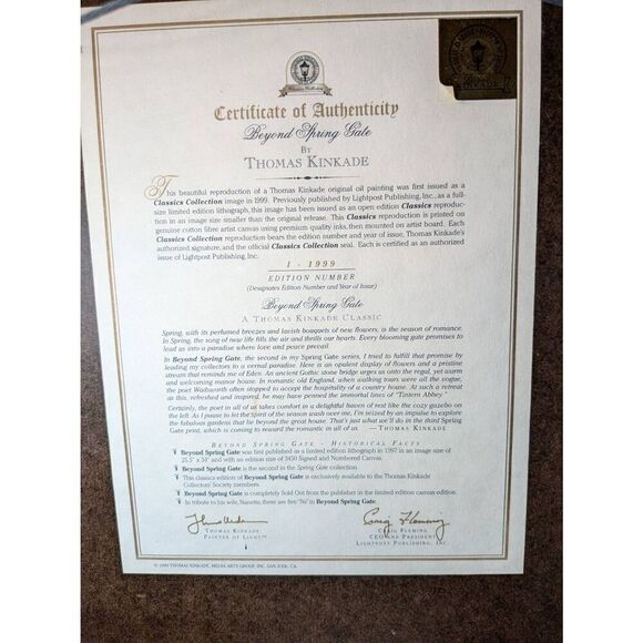 Thomas Kinkade "Beyond Spring Gate" sighned - Picture 11 of 16